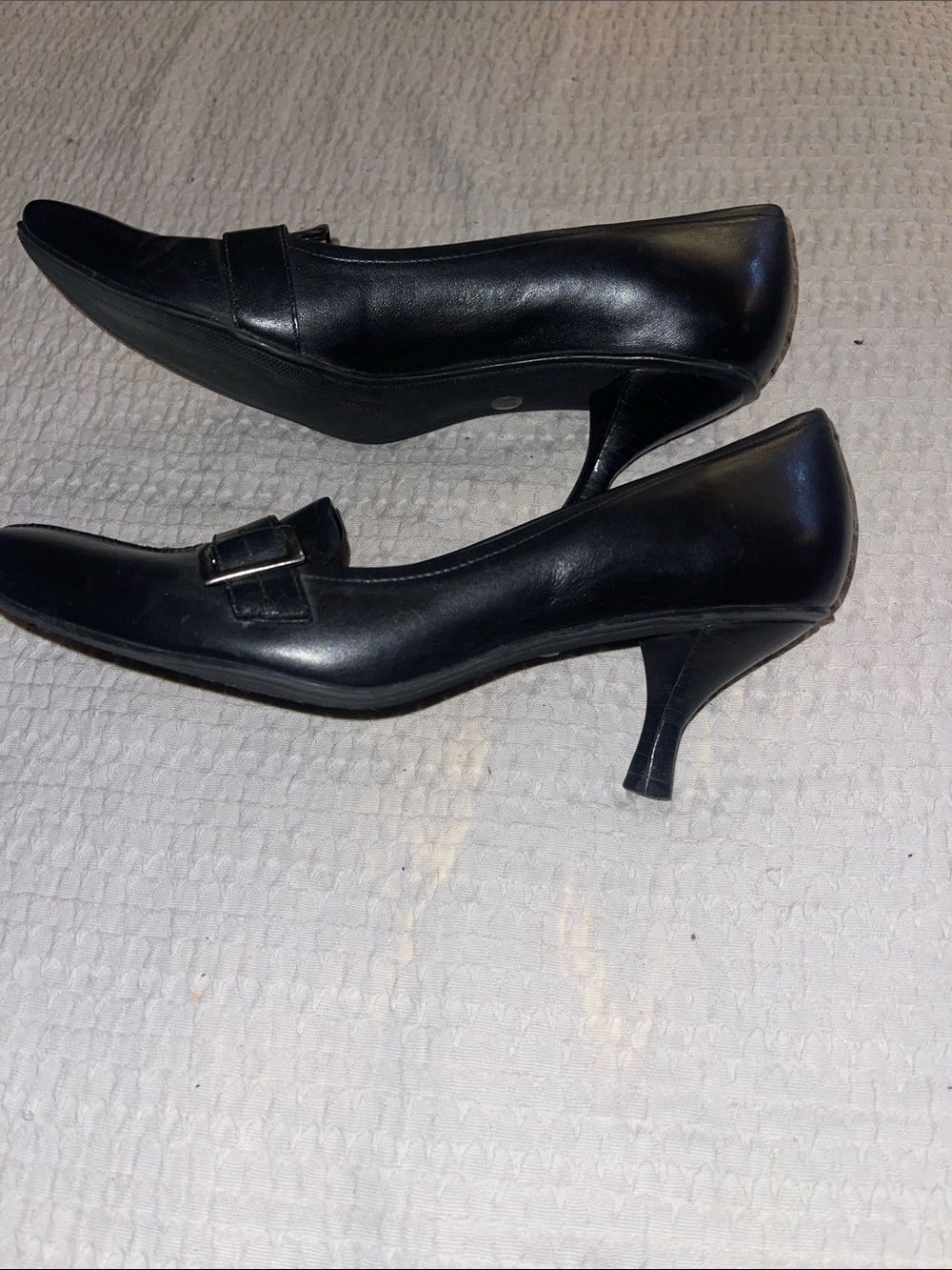 Roberto Vianni Black Leather Square-Toe Heels - Picture 4 of 4